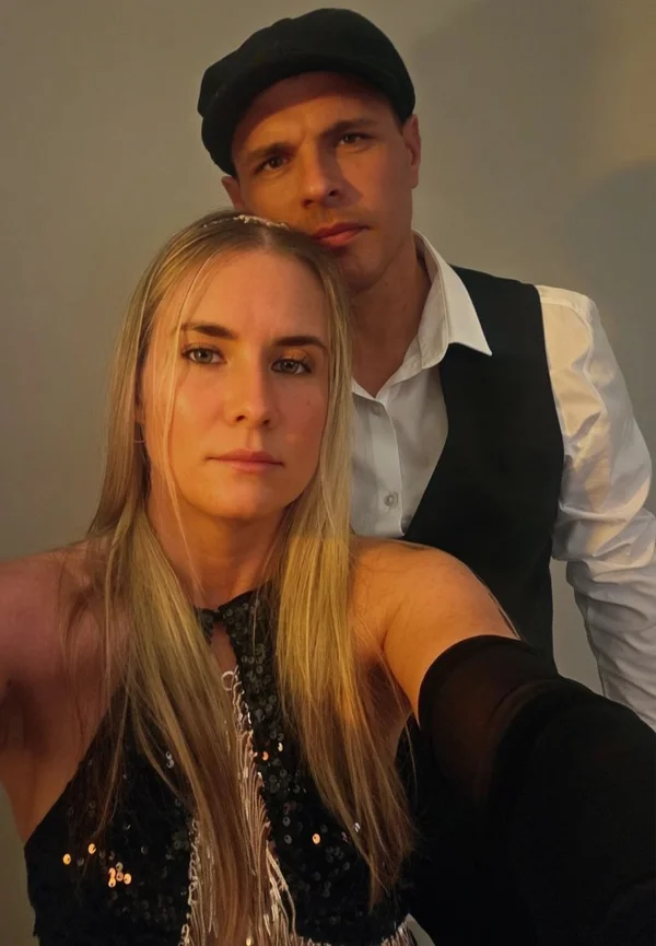 Sean and Soph from SwingDesire dressed for the 1920s Midnight at the Speakeasy night at Curious Club, Barwell
